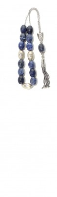 Greek komboloi made of silver beads,silver parts and natural Blue Sodalite stone.