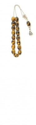 High quality Greek komboloi with Tiger's eye semi precious stone and sterling silver parts.