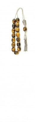 Classic Greek komboloi with Tiger's eye semi precious stone and luxury sterling silver parts.