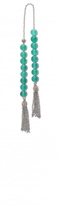 Mini worry beads (begleri) made of Natural Green Agate stone beads.