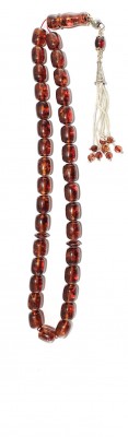 Natural red amber worry beads.