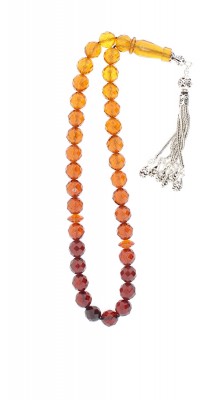 Faceted and elegant, natural amber pressed, faceted worry beads set.