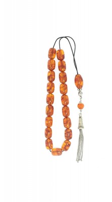 Greek komboloi, made of Amber and silver
