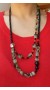 Handmade necklace made of natural Black Onyx and Green Prehnite stone beads, carnelian and silver parts.