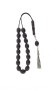 Black ebony. Traditional wooden Greek komboloi decorated with sterling silver.