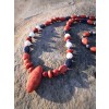 Red Bamboo coral, blue Sodalite and white coral beads.