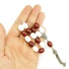 Greek komboloi made of natural Quartzite  and Carnelian gemstones. 