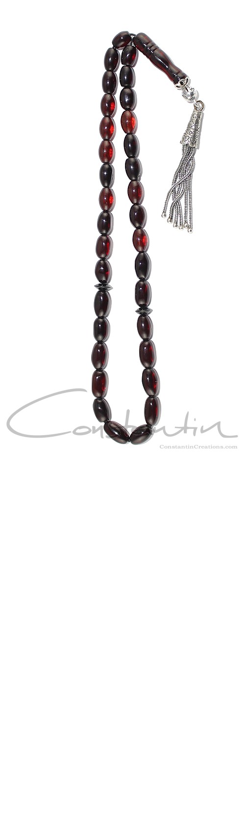 Mini complete set with 33 natural amber beads in oval shape.