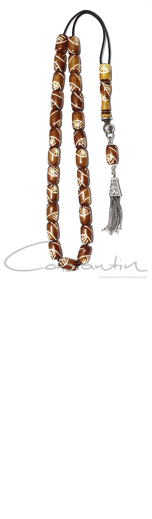 Tanned and Engraved Camel Bone komboloi.