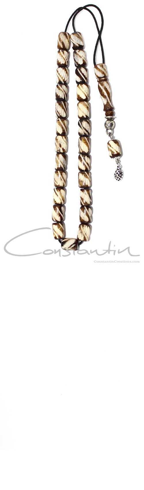 Carved camel bone komboloi.