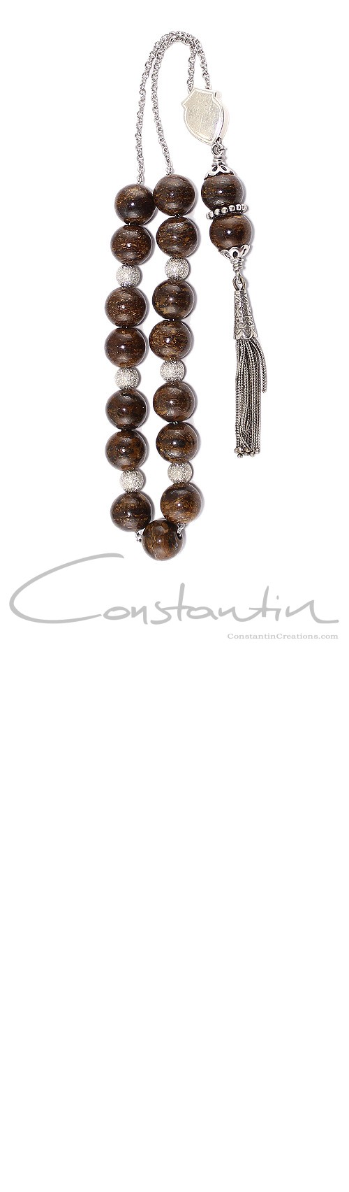 Greek style komboloi made of silver beads,silver parts and natural Jasper stone.