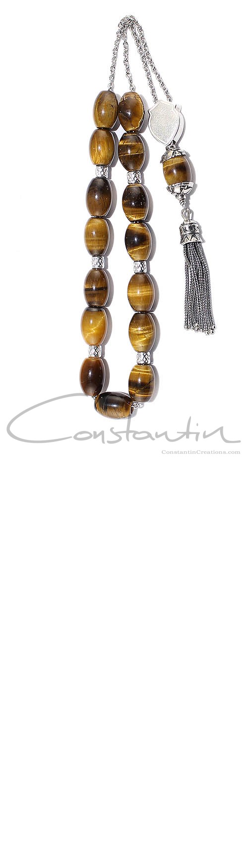 Greek style, komboloi set, made of natural Semi Precious stone Tiger's Eye beads.