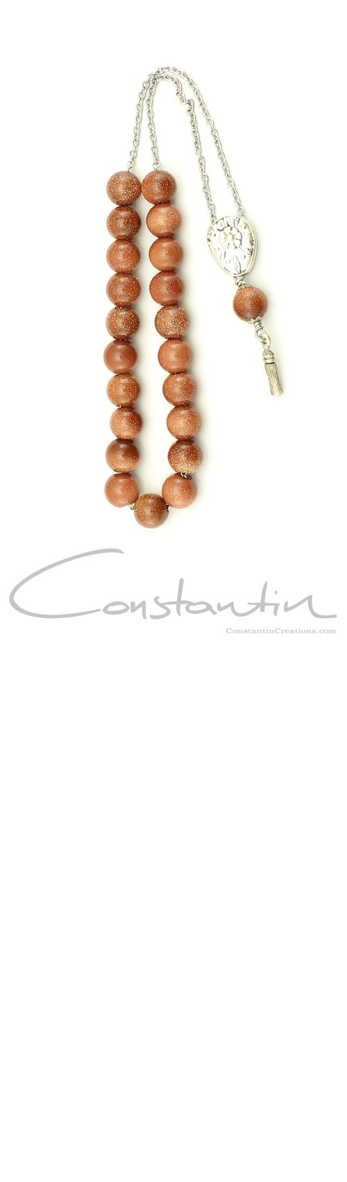 Handy size & durable, Greek komboloi made of Goldstone.