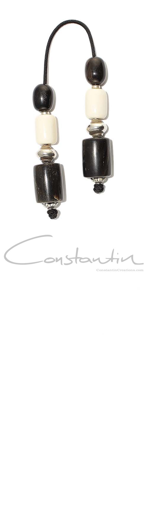 Mini worry beads (begleri) made of Camel bone, Water Buffalo horn and sterling silver parts.