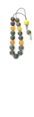 Greek komboloi of natural, multi color amber beads in matte finish.