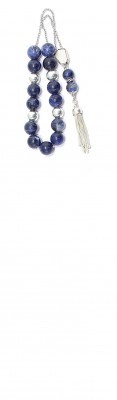 Dark blue mineral Sodalite, Greek komboloi with silver parts &  beads.