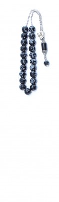 Hand crafted, Greek komboloi made of natural  Snowflake Obsidian gemstone.