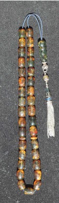 Green Blueish Dominican Amber komboloi worry beads