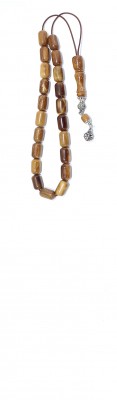 Greek handy size Komboloi with barrel shape beads made of natural Coconut wood. 
