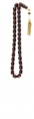 Worry beads set made of dark red natural amber and solid Gold.