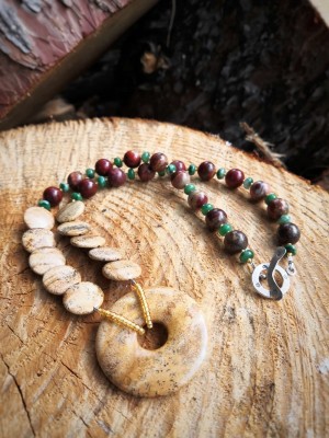 Multicolor beaded, casual necklace, made of natural Jasper gemstone.  