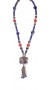 Long , Hand made necklace made of natural Lapis lazuli , Coral and vintage silver parts.