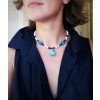 Oval shape natural Turquoise bead is hanging on the center of the necklace as a pendant